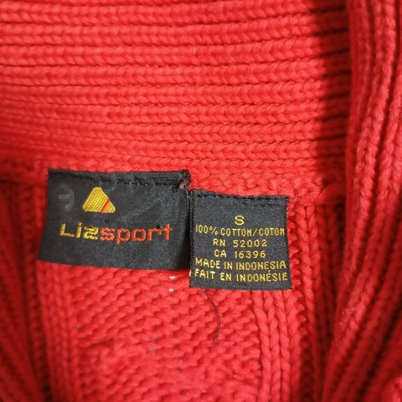 Liz Sport Womens Red Cable Knit Cardigan Sweater Size S - Picture 2 of 9